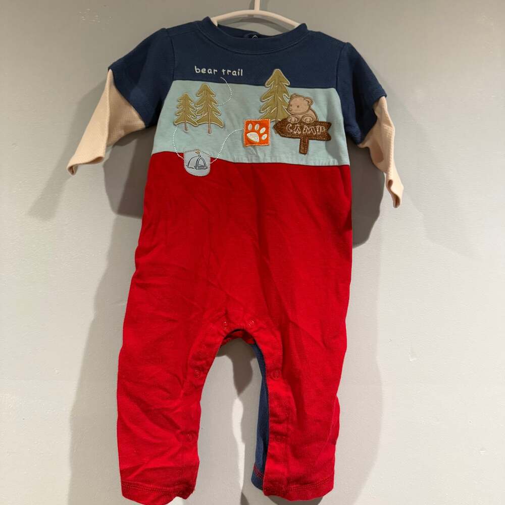 Little Me Baby Romper 12M – Bear Trail Camping Theme, 100% Cotton